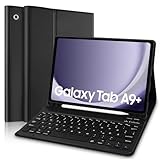 Yeegnar Tastatur Hülle für Samsung Galaxy Tab A9+ 2023 10 Zoll (Modell: ‎SM-X210/ X216/ X218), Deutsche QWERTZ Bluetooth Tastatur Hülle mit Stifthalter (Schwarz) (Stift Nicht enthalten)