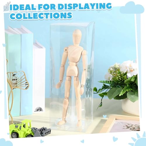 Image of Briwooody 10 Sets transparent adjustable Doll Stands display holder with Gift Boxes Action Figure Stands for 9 to 12 Inch Adjustable Waist Clip for Home Shop Birthday Party Favor (Transparent)