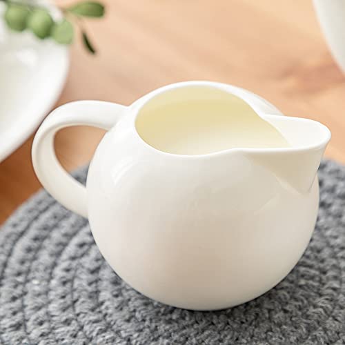 Bicuzat Pure White Porcelain Sugar Bowl And Creamer Set With Lid Creamer Serving Set Coffee Serving Set-10 Oz #TOP6