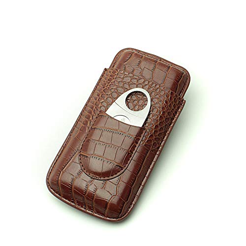 Cigar Case Travel - Cutter Included - Leather 3 Colors (Brown) - Thumbnail 7