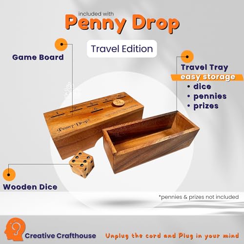 penny drop game  travel edition compact dice game for family fun made in usa