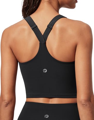 IUGA Buttery Adjustable Workout Tank Tops Woman with Built in Bra Y Back Longline Sports Bra Athletic V-Neck Crop Tops