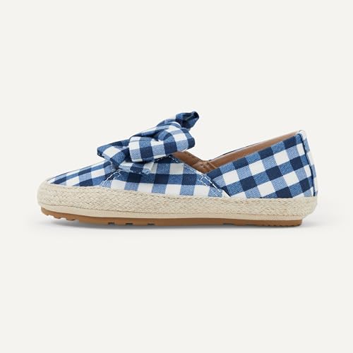 Amazon Essentials x Sofia Grainge Girls' Cotton Espadrilles with Bow, Navy Gingham, 12 Little Kid - image 3