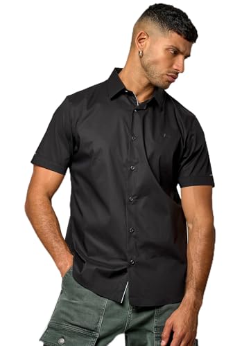Kaporal Homme, Coupe Fitted, Manches Courtes, Col Chemise, Modèle KOURA, Couleur Noir, Taille L, Black