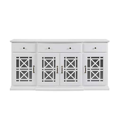 Walker-Edison-Ronne-4-Door-Sideboard-with-Fretwork-Detail-60-Inch-White Walker Edison Ronne 4 Door Sideboard with Fretwork Detail 60 Inch White