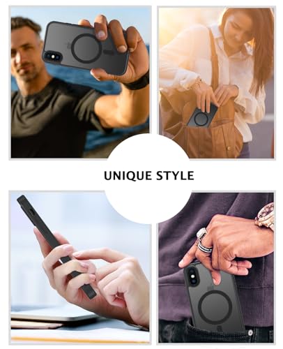 Telaso for iPhone X Case, iPhone Xs Phone Case Compatible with Magsafe Wireless Charging Translucent Matte Back Slim Shockproof Anti-Scratch Anti-Yellow Protective Magnetic for iPhone X/XS Case, Black