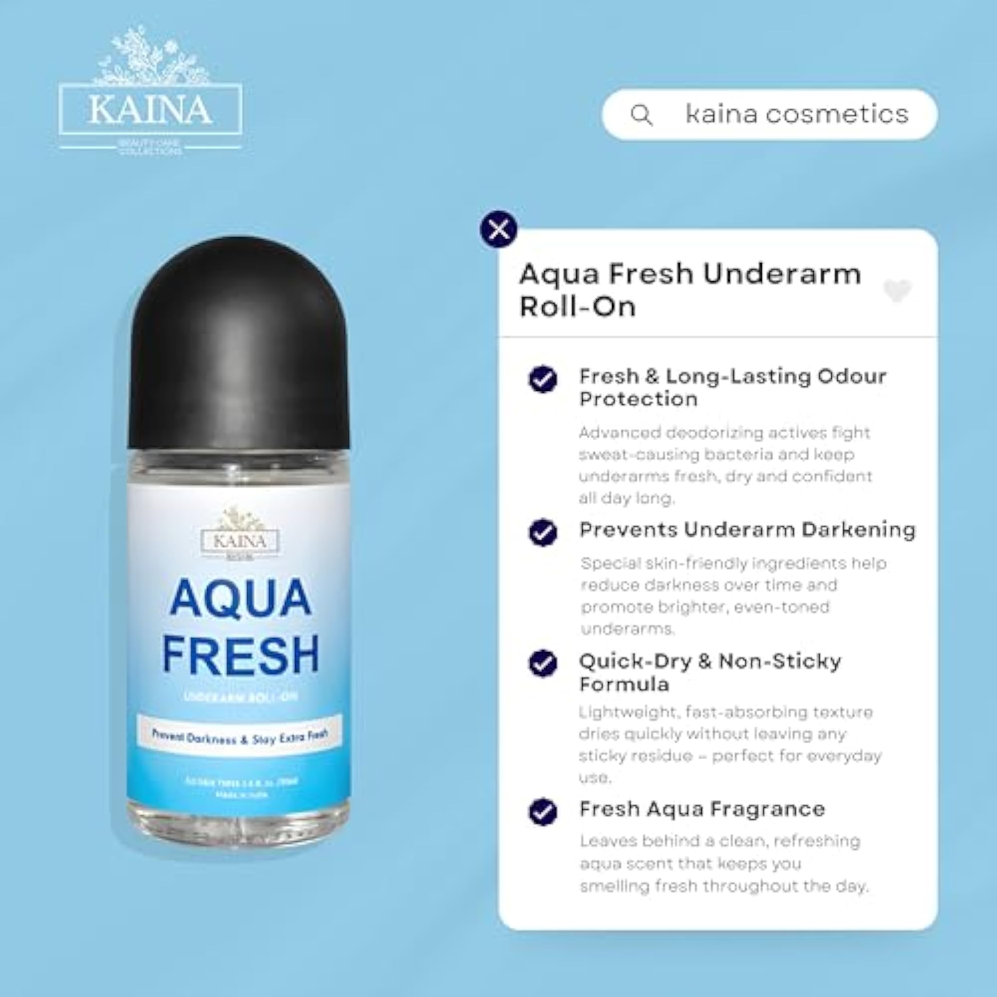 Aqua Fresh Underarm Roll-On Deodorant for Men & Women