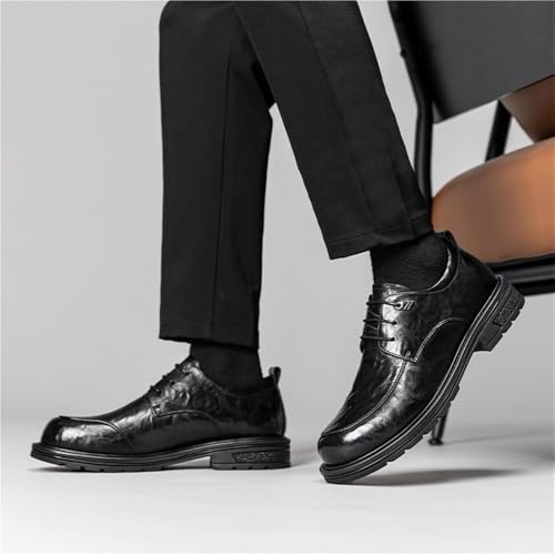 Men Classic Oxford Dress Shoes Leather Pointed Toe Brogue Formal Business Comfortable Platform Wedding Low Top Non Slip Stylish Tuxedo Genuine Leather Office3