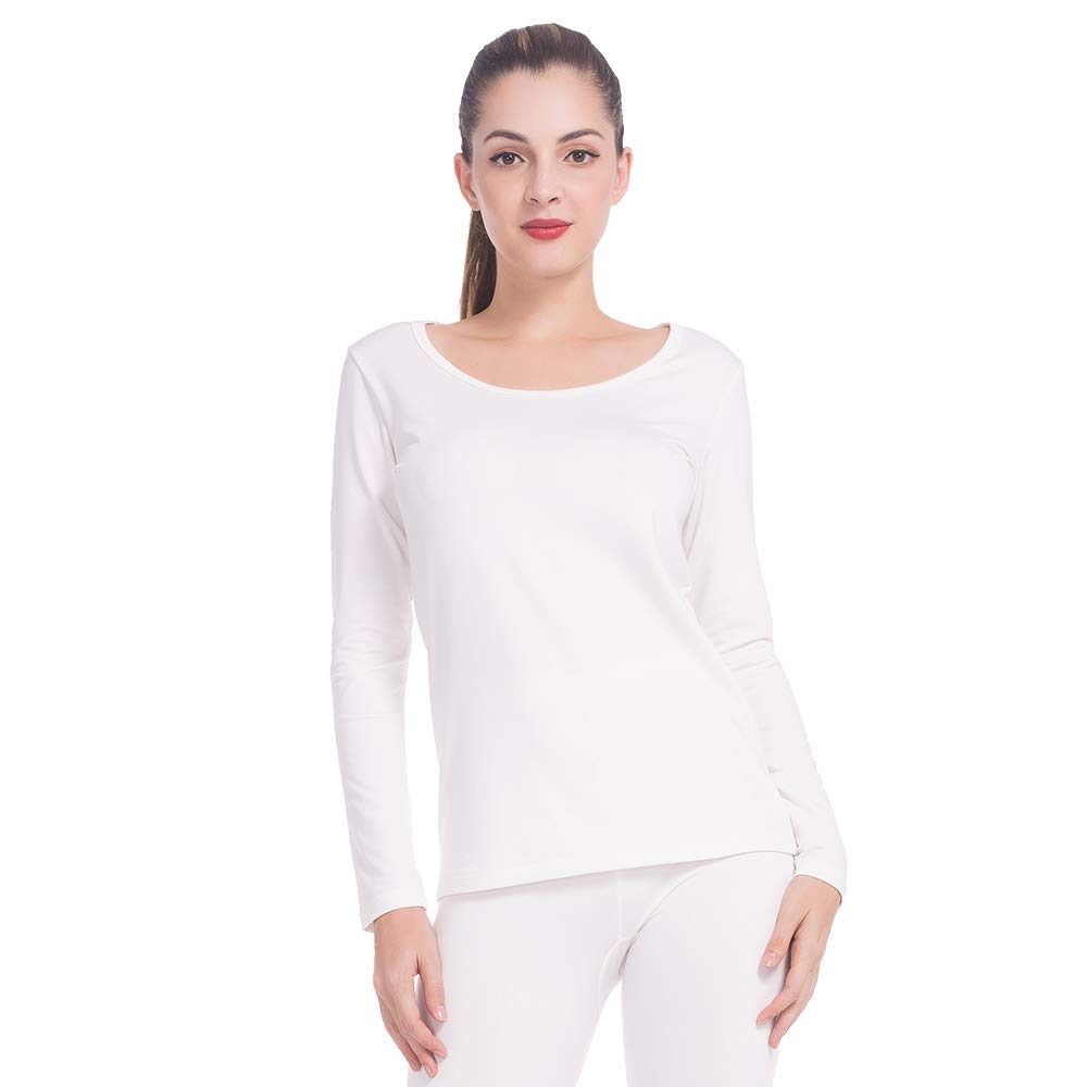 Thermal Tops for Women Fleece Lined Shirt Long Sleeve Base Layer Scoop Neck