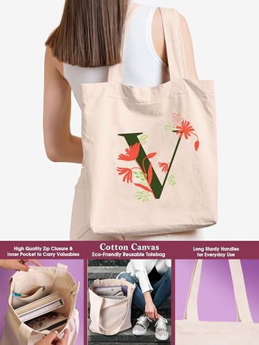 Image of DOODLE Monogram V Diary Gift Set with Tote Bag and Pouch | B6 Soft Bound Ruled Notebook | Stationery Gift Set for Women