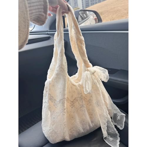 Bow Purse Lace Shoulder Bag Soft Bow Tote Bag Mini Cute Handbag Trendy Gifts for Women Travel Daily Use4