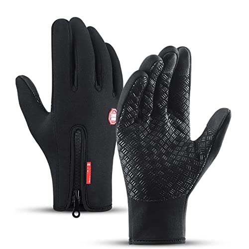 WANWEN Thermohands - Gants Thermiques, Gants d'hiver Thermiques résistants à l'eau et à l'écran Tactile, Imperméable et antidérapant adapté au Cyclisme, Moto, Ski, Course à Pied (Black,L) Cover