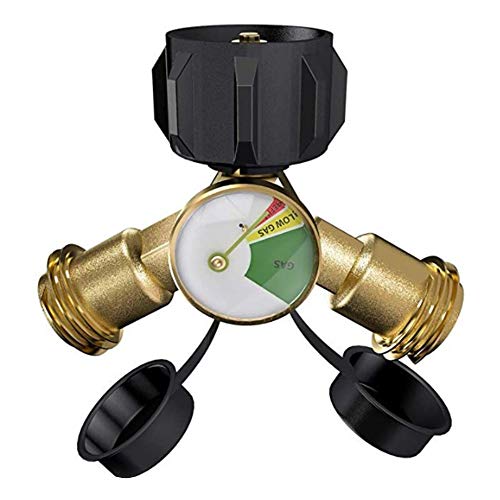 Adaptador de tanque de propano, Romacci Adaptador de propano Y-Splitter com medidor de adaptador de