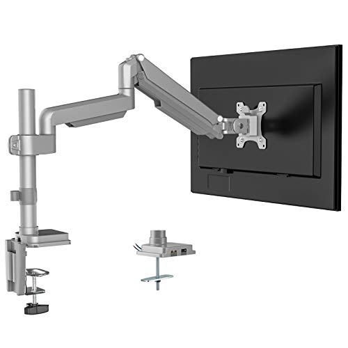 Preisvergleich Produktbild PUTORSEN® Monitor Tischhalterung - Premium Aluminium Ergonomische Schwenkbare Neigbare Höhenverstellbar Einarm Monitorhalterung für 17-32" LED LCD Bildschirme - VESA 75 / 100 mm(USB3.0&Audioanschlüsse)