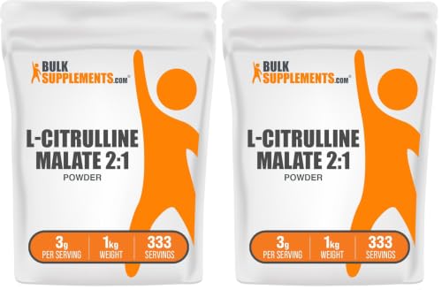 Image of BulkSupplements.com L-Citrulline Malate 2:1 Powder - Nitric Oxide Boost, Citrulline Malate Supplement - Unflavored & Gluten Free - 3g per Servings, 1kg (2.2 lbs) (Pack of 2)
