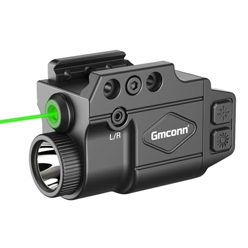 Gmconn 800 Lumen Green Laser Light Combo for Pistol | Tactical Flashlight with Strobe & Momentary Function