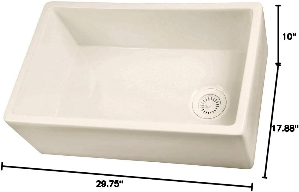 FS30 Single Bowl Fireclay Apron-Front Sink 29-3/4" W x 17-7/8" D x 10" H