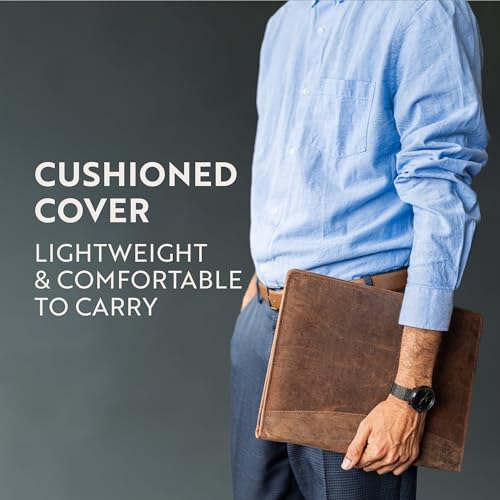 moonster leather portfolio professional organizer padfolio  resume folder with luxury pen - leather binder portfolio writing pad with business card holder - portfolio folder for men amp women