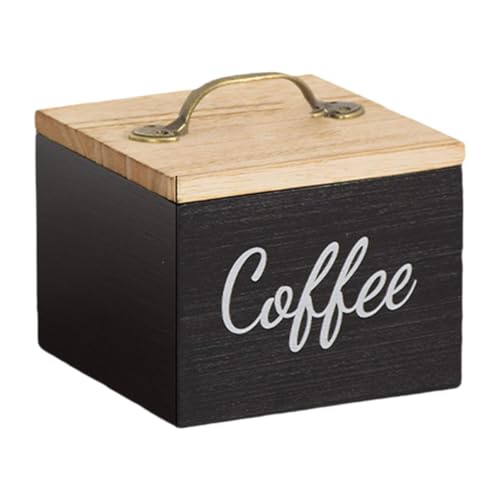 Pitycbo Boîte à dosettes de café avec couvercle, rangement pratique pour bar et cuisine, Noir