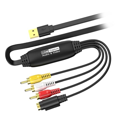 YUGSHNKFC 1 Juego De Dispositivo Grabador Adquisición Vídeo USB Cable Adaptador Digitalizador Portátil Cable para PC Conversión Estable Adaptador VHS A USB