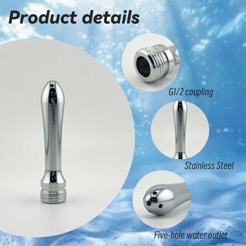 Image of 5 Holes Aluminum New Nozzle Clean Shower Head, Aluminum Cleaner Flushing Cleansing System,Shower enemas for Colon Cleanse Men and Women(with velevt Bag)