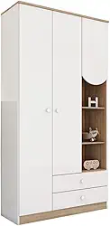 Guarda-Roupa Infantil Magia 3 Portas 2 Gavetas Branco/Jequitibá Hp - Henn