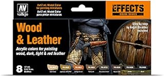 Acrylicos Vallejo VJ70182 "Wood and Leather" Model Color Set, red, 17 ml (Pack of 8)