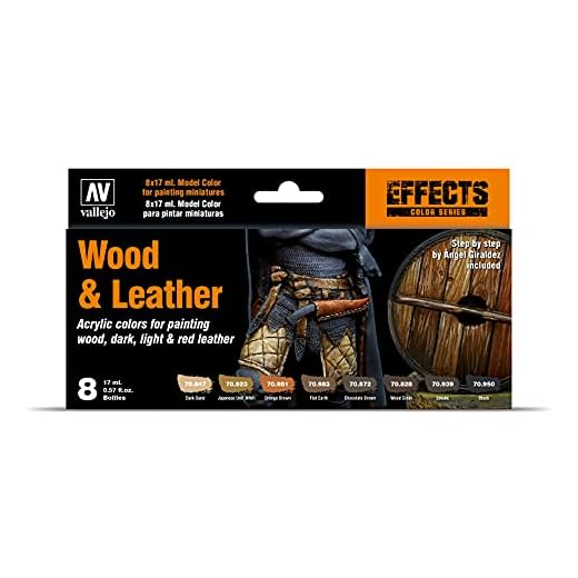 Vallejo 70182 Model Color - Colores Acrílicos, Madera y Cuero, 17 ml, 8 uds