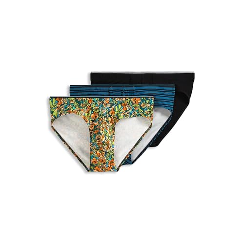 Jockey Men's Underwear True Style Bikini - 3 Pack, Bright Tropics/Black/Shoreline Stripe, XL