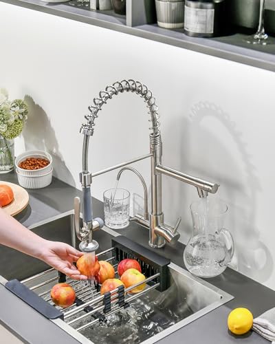 Image of Fapully 3 in 1 Faucet for Kitchen Sink, 3 Way Kitchen Faucets with Sprayer