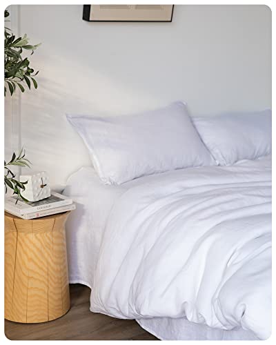 Image of XZ XIFA 100% Washed French Flax Linen Envelope Pillowcases, Pack of 2, Breathable & Durable Farmhouse Bedding (White, King 20 inchx40 inch)