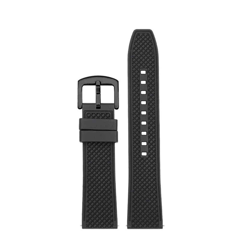 AMAUPCKCA For CIGA Design Xijia Watch X Series Hime Z Gorilla MY Mike Yang U Blue Planet Fluoro Rubber Strap 22mm Silica Gel Watchband(Black bk)