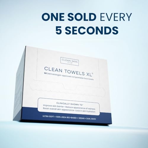 Clean Skin Club - Clean Towels XL | World's 1ST Biodegradable Face Towel | Disposable Makeup Removi