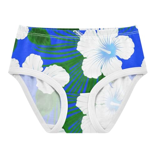 White Hibiscus Flowers Leaves Blue Girls Underwear Toddlers 2t Cotton Girl Panties Cute Artistic Kids Briefs Undies