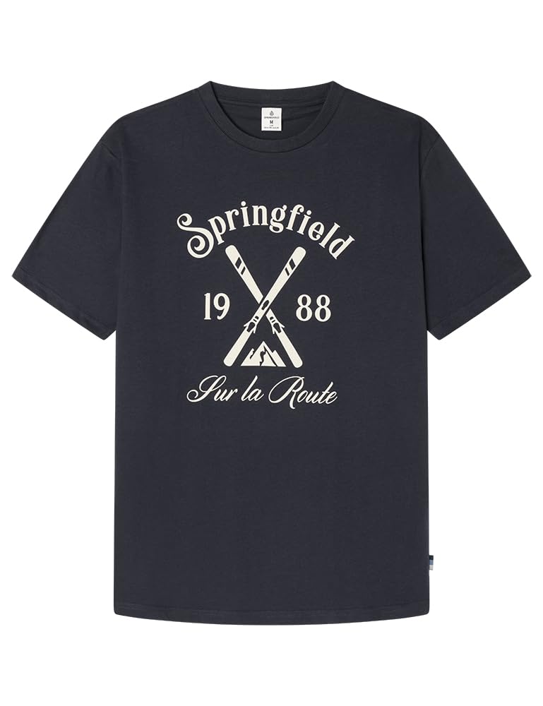 SPRINGFIELD Men's T-Shirt, Dark Blue, M, Dark Blue, M
