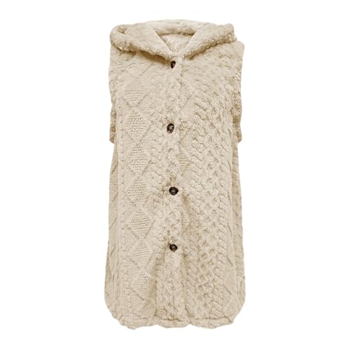 Womens Fuzzy Fleece Hoodies Vest Sleeveless Button Down Jacket Casual Sherpa Cardigan Waistcoat Winter Warm Outerwear4