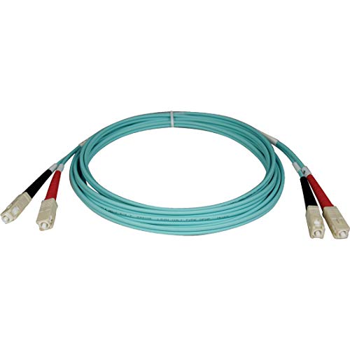 Cable de fibra óptica multimodo OM3 dúplex de 5 metros con conectores SC a SC aqua