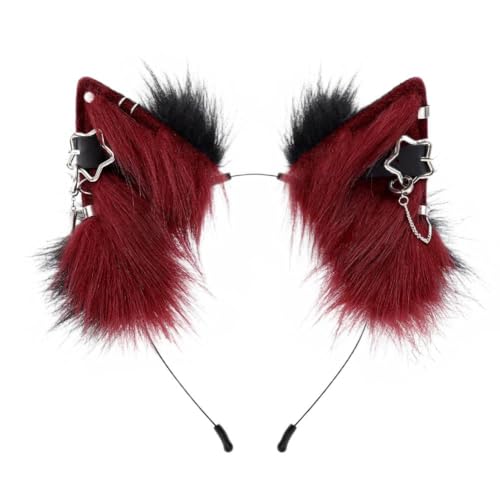 MANYU ZONES Cat Ears Headwear Metal Punk Animal Ears - Adjustable Furry Ears with Metal Frames Versatile Animal Ears Headband for Cosplay -Fox Ears & Wolf Ears Styles for Halloween Prom & Daily