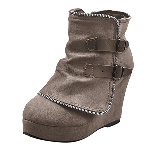 Bottes pour femmes WWricotta bottines courtes rétro unies à bout rond et sangle