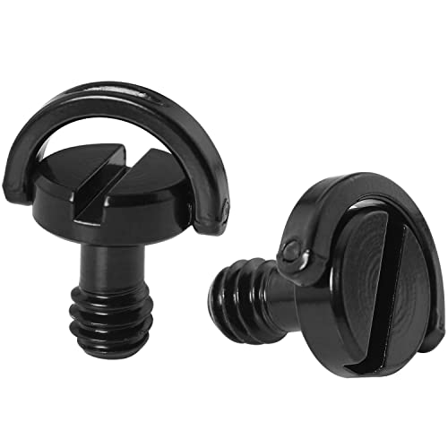 LUORNG - 1/4inch Tripod Screw LUORNG 2PCS 1/4"-20 Stainless Steel D Shaft D-Ring for Camera Camcorder Tripod Monopod QR Quick Release Plate, Mounting Screw Adapter, Quick Release Camera Screw, Black