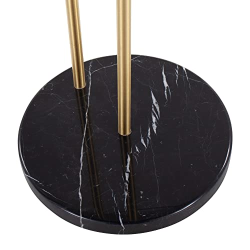 Lumisource Modern Home Decorative Furniture Claire Contemporary/Glam Side Table In Black Marble And Gold Steel With Clear Glass Top #TOP6