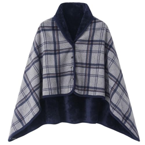 JEMPET Couverture polaire portable avec boutons - Écharpe poncho confortable en flanelle - Couverture sans manches en peluche pour homme et femme, bleu,...