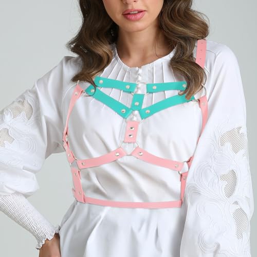 Navoky Punk Leather Chest Belt Gothic Bra Belts Waist Belts Adjustable Simple Colorful Body Accessory for Women3