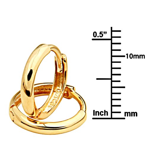 14k Yellow Gold 2mm Thickness Hoop Huggie Earrings - 3 Different Size Available2