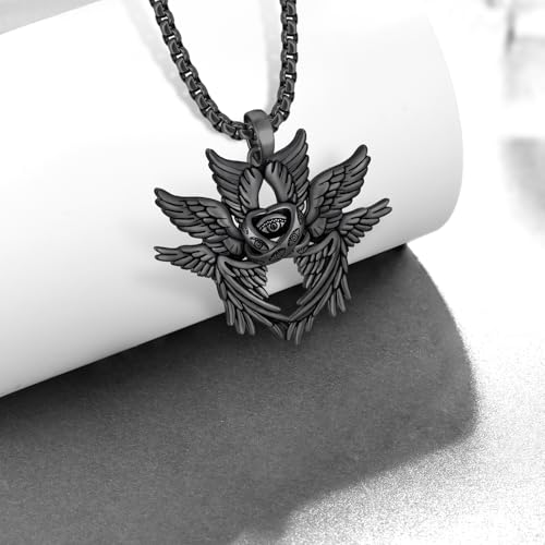 Biblically Accurate Angel Necklace 925 Sterling Silver/Black Angel Wings Necklace Seraphim Jewelry Gifts for Women Men2