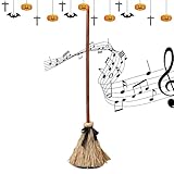 Schwebender Hexenbesen, Spukende Tanzende Besen, Animierter Hexenbesen, 110 cm Bewegliche Dekoration Mit Gruselgeräuschen, Maskenball-Dekoration, Accessoires Für Innen Und Außen Halloween
