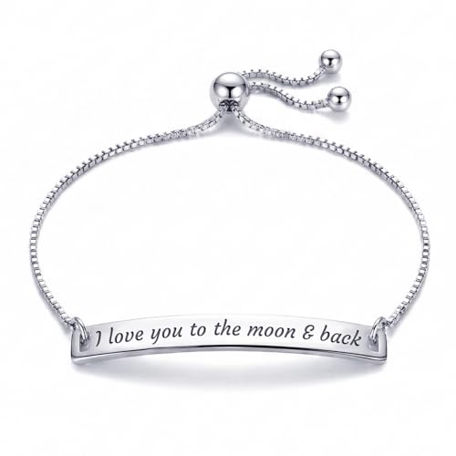 Image of TRUESILVER ACPL 925 Sterling Silver Personalised Bracelet for Women | Customized Name Bracelet Gift for Wedding Anniversary Birthday