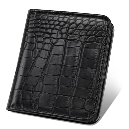 Image of Crocodile Wallets Women Small RFID Blocking Credit Card Holder | Luxury Alligator Faux Leather Thin Bifold Croc Womens Wallet Ladies Mini Purse with Coin Pocket, Black