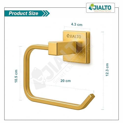 Image of JIALTO Premium Gold Finish Towel Ring - Wall Mounted, Rust-Free, Stainless Steel Towel Holder for Bathroom & Kitchen (Gold, Pack of 2)