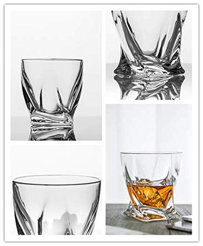Image of Crystal Whiskey Glasses Set of 6, Large Lead-Free Crystal Glass, Tasting Cups Scotch Glasses, Old Fashioned Glass, Tumblers for Drinking Irish Whisky, Bourbon, Tequila (Twist, 10 oz)